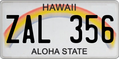 HI license plate ZAL356