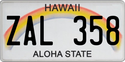 HI license plate ZAL358
