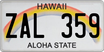 HI license plate ZAL359