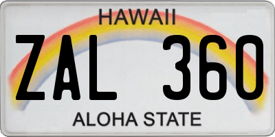 HI license plate ZAL360