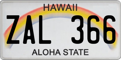 HI license plate ZAL366