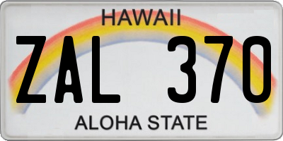 HI license plate ZAL370