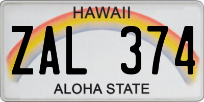 HI license plate ZAL374