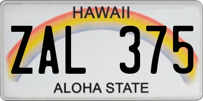HI license plate ZAL375