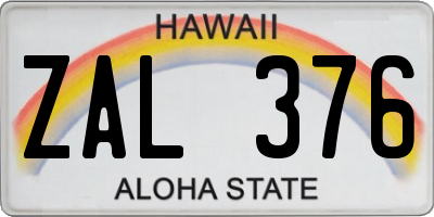 HI license plate ZAL376