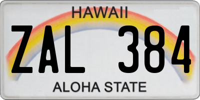 HI license plate ZAL384