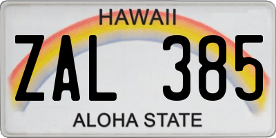 HI license plate ZAL385