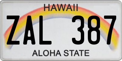 HI license plate ZAL387