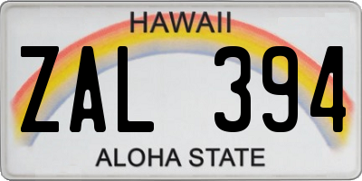 HI license plate ZAL394