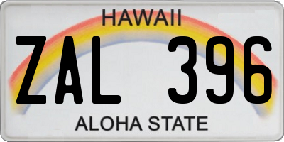 HI license plate ZAL396