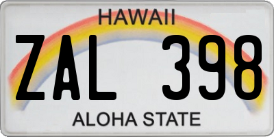HI license plate ZAL398