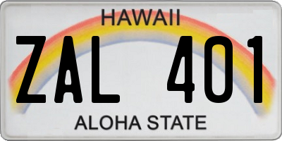 HI license plate ZAL401