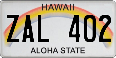 HI license plate ZAL402