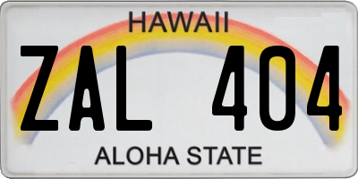 HI license plate ZAL404