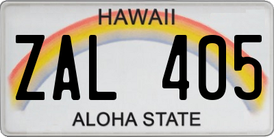 HI license plate ZAL405