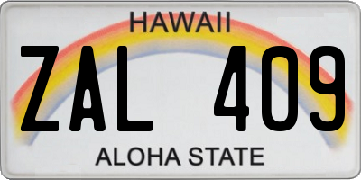 HI license plate ZAL409