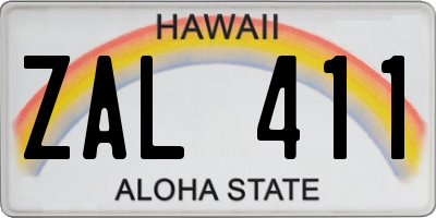 HI license plate ZAL411
