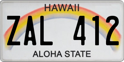 HI license plate ZAL412