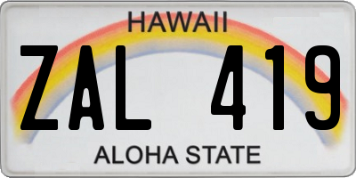HI license plate ZAL419