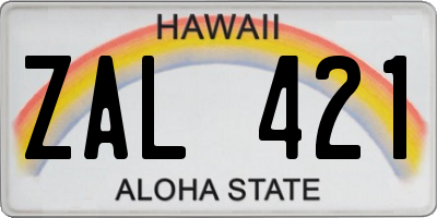 HI license plate ZAL421