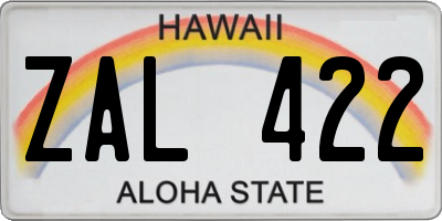 HI license plate ZAL422