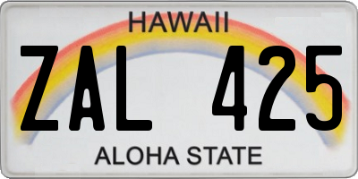 HI license plate ZAL425