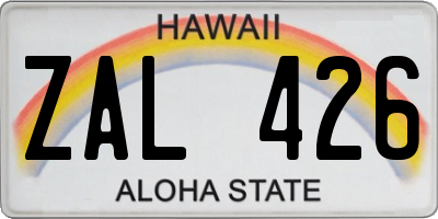HI license plate ZAL426