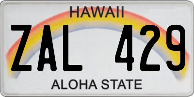 HI license plate ZAL429