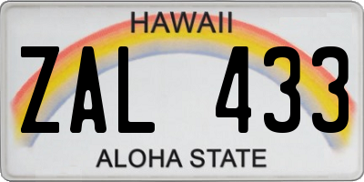 HI license plate ZAL433