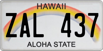 HI license plate ZAL437