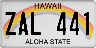 HI license plate ZAL441