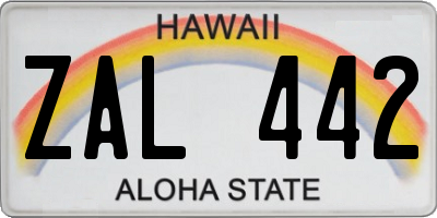 HI license plate ZAL442