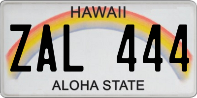 HI license plate ZAL444