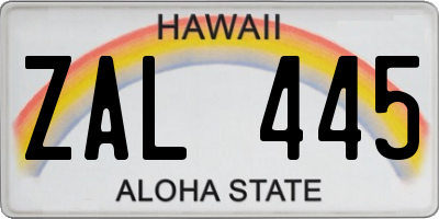HI license plate ZAL445