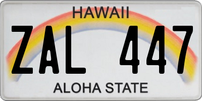 HI license plate ZAL447