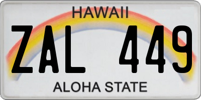 HI license plate ZAL449