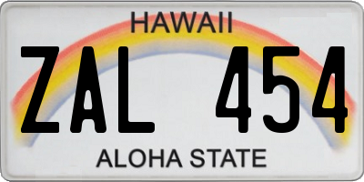 HI license plate ZAL454
