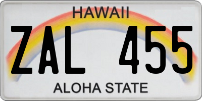 HI license plate ZAL455