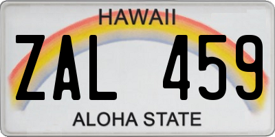 HI license plate ZAL459