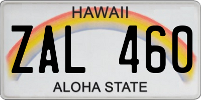 HI license plate ZAL460