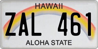 HI license plate ZAL461