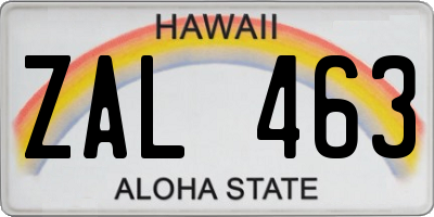 HI license plate ZAL463