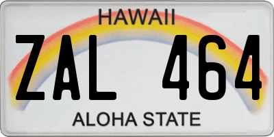 HI license plate ZAL464
