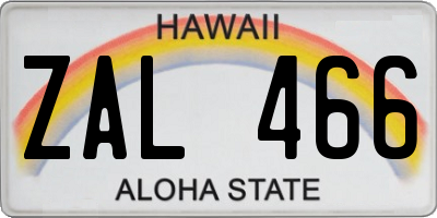 HI license plate ZAL466