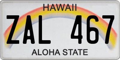 HI license plate ZAL467