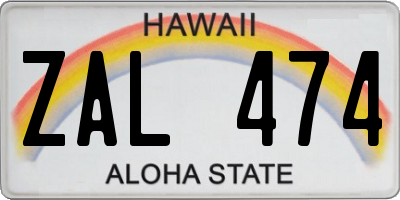 HI license plate ZAL474