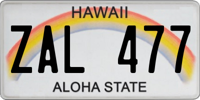 HI license plate ZAL477