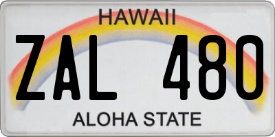 HI license plate ZAL480