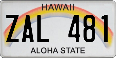 HI license plate ZAL481