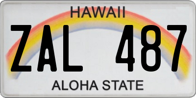 HI license plate ZAL487